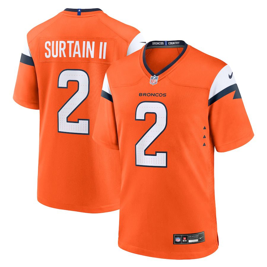 Men Denver Broncos #2 Patrick Surtain II Nike Orange Game NFL Jersey